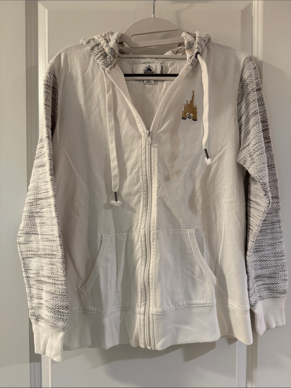 Women’s Disney World White & Gray Zip-Up Hoodie Sweatshirt